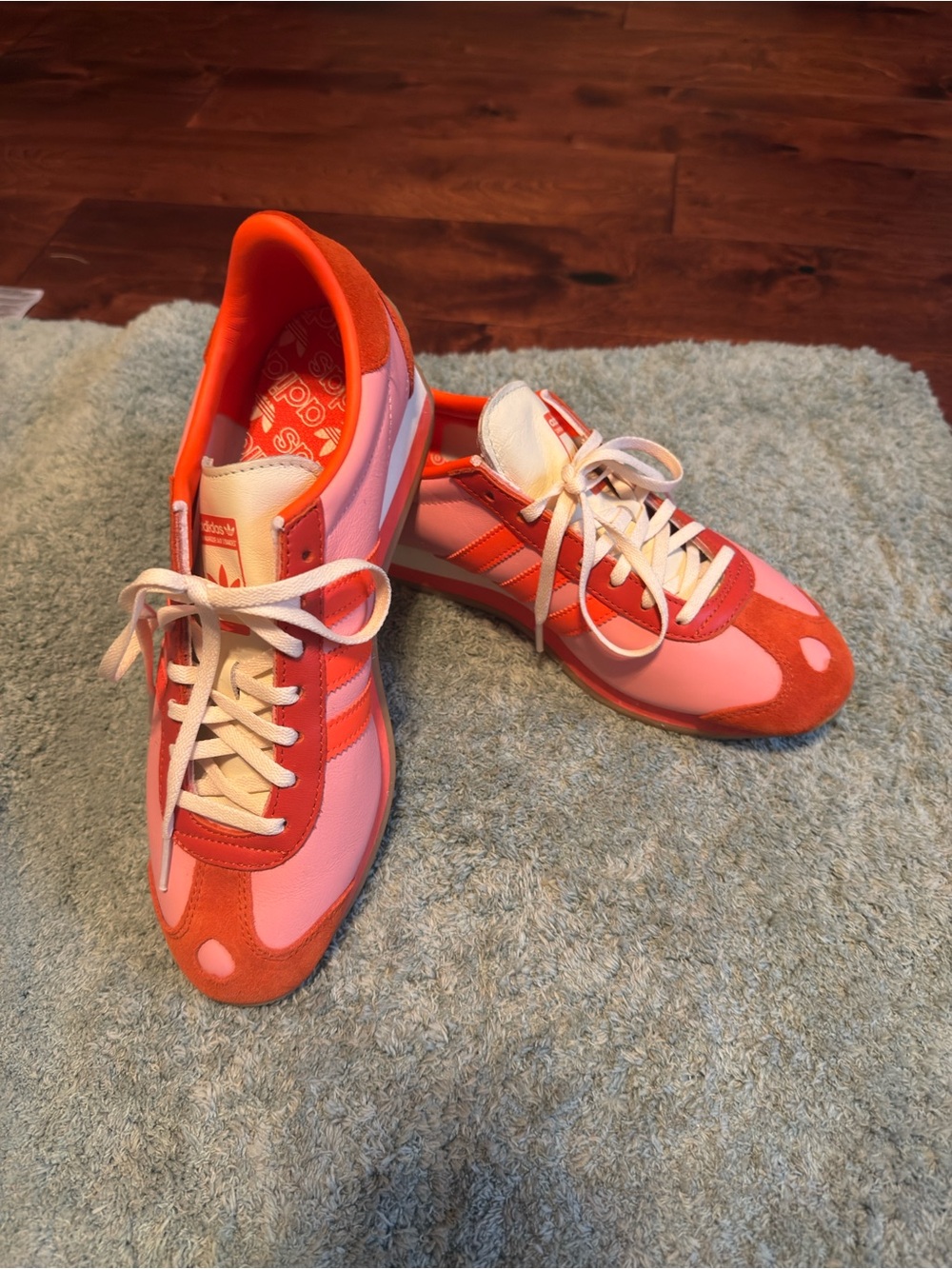 adidas Women's Pink and Orange Low-Profile Sneakers